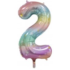 34inch Decrotex Foil Balloon Num Pastel Rainbow #2 Shaped P1
