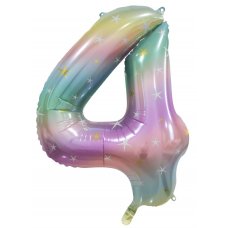 34inch Decrotex Foil Balloon Num Pastel Rainbow #4 Pack 1
