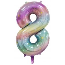 34inch Decrotex Foil Balloon Num Pastel Rainbow #8 Shaped P1