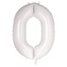 34inch Decrotex Foil Balloon Number White #0 Shaped P1