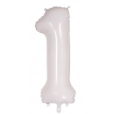 34inch Decrotex Foil Balloon Number White #1 Shaped P1