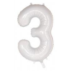 34inch Decrotex Foil Balloon Number White #3 Pack 1
