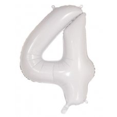 34inch Decrotex Foil Balloon Number White #4 Pack 1