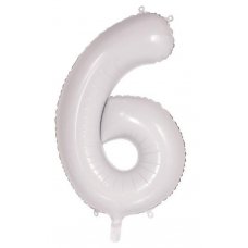 34inch Decrotex Foil Balloon Number White #6 Pack 1