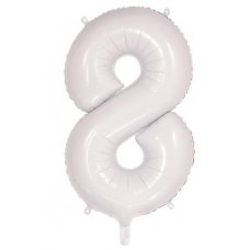 34inch Decrotex Foil Balloon Number White #8 Pack 1