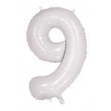 34inch Decrotex Foil Balloon Number White #9 Pack 1