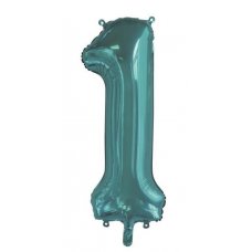 34inch Decrotex Foil Balloon Number Teal #1 Pack 1