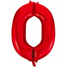 34inch Decrotex Foil Balloon Number Red #0 Pack 1