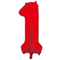 34inch Decrotex Foil Balloon Number Red #1 Pack 1