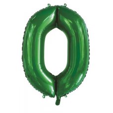 34inch Decrotex Foil Balloon Number Green #0 Pack 1
