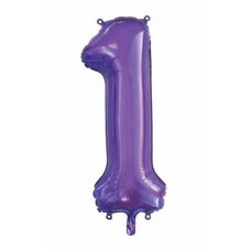 34inch Decrotex Foil Balloon Number Purple #1 Pack 1