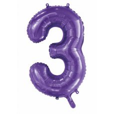 34inch Decrotex Foil Balloon Number Purple #3 Pack 1