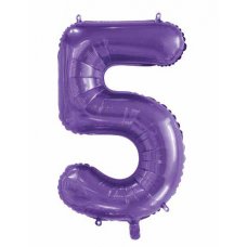 34inch Decrotex Foil Balloon Number Purple #5 Pack 1