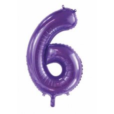 34inch Decrotex Foil Balloon Number Purple #6 Pack 1