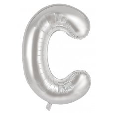 34inch Decrotex Foil Balloon Alphabet Silver #C Shaped P1