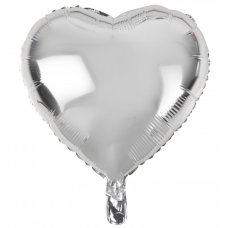 18 Inch Decrotex Foil Heart Silver P1 x 5