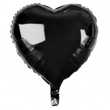 18 Inch Decrotex Foil Heart Black P1 x 5