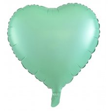 18 Inch Decrotex Foil Heart Matt Pastel Mint P1 x 5