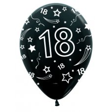 18 Metallic Black (580) Sempertex Balloons 30cm Bag50