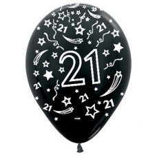 21 Metallic Black (580) Sempertex Balloons 30cm Bag50