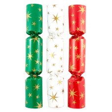 BonBons 8in Paper Red, White & Green w/Gold Stars Box 100