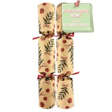 BonBons 10in Paper Xmas Leaf & Berries with Raffia Box 50