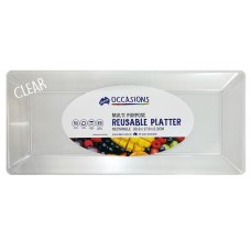 Reusable Rectangle Platter 39.6x17.6x2.2cm Clear Ctn24