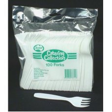 Forks White Plastic - Bulk P100x10