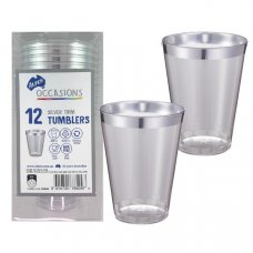 Silver Trim Plastic Tumbler 200ml Box12