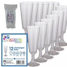 Clear Plastic Champagne Flute 145ml Pack 12