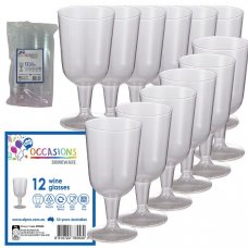 Clear Plastic Wine Glass 175ml Pack 12