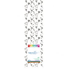 Clear - Silver Hearts Printed Tablecover Roll 1 Roll