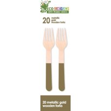 Wooden Forks Metallic Gold P20x10