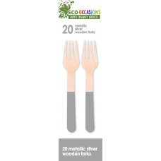 Wooden Forks Metallic Silver P20x10