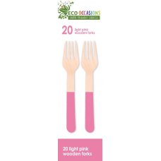 Wooden Forks Pastel Pink P20x10