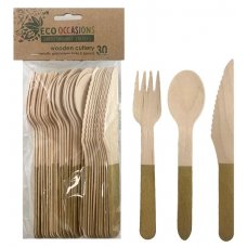Wooden Cutlery Sets Gold P30x10