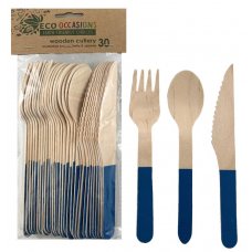 Wooden Cutlery Sets Royal Blue P30x10