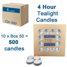 Lume Tealight Candles 4 Hour Box 50 x 10 Ctn 500