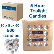 Lume Tealight Candles 5 Hour Box 50 x 10 Ctn 500