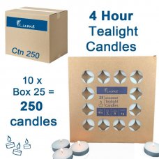 Lume Tealight Candles 4 Hour 10 x Box 25  = Ctn 250