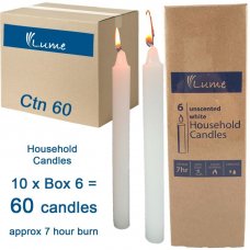 Lume Household Economy Candles 200x21mm White Box6 Inner 10