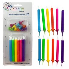 Jumbo Candles Solid Brights with Flower Holders P12