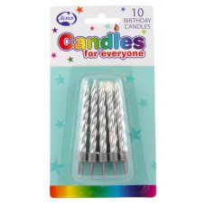 Birthday Candles Spiral Silver P10