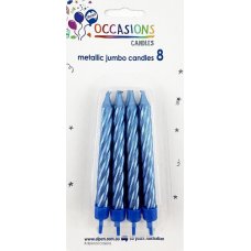 Metallic Blue Jumbo Candles with holders P8