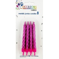 Metallic Pink Jumbo Candles with holders P8