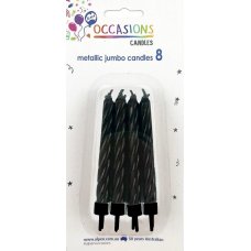 Metallic Black Jumbo Candles with holders P8