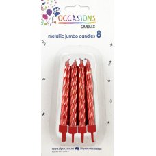 Metallic Red Jumbo Candles with holders P8