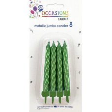 Metallic Green Jumbo Candles with holders P8