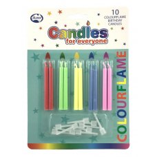 Colourflame Candles Assorted Colours with holders P10