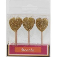 SPECIAL! Hearts Gold Glitter 80mm Box